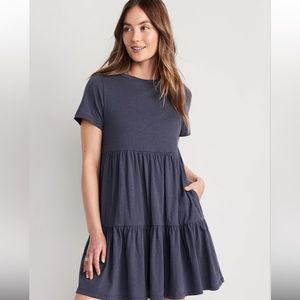 Old Navy Slub-Knit Tiered Mini T-Shirt Swing Dress for Women